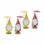 Gnome W/Umbrella (Set Of 4) 6.5"H, 8.5"H Resin