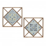 Wall Tile (Set Of 2) 14.25"Sq Mdf/Metal