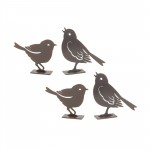 Bird (Set Of 4) 4"H, 5.5"H Metal