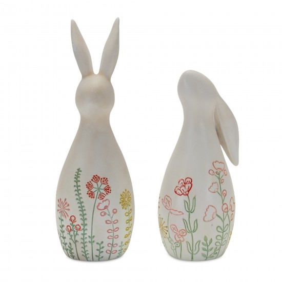 Rabbit (Set Of 2) 7"H, 9"H Resin