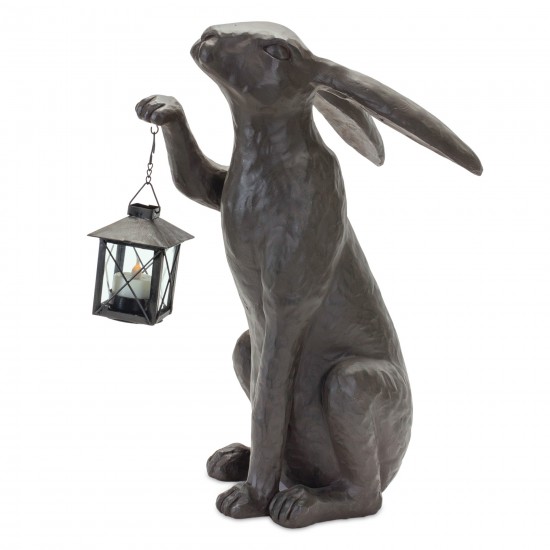 Rabbit W/Lantern 16"H Resin