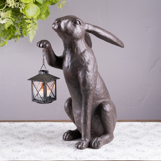 Rabbit W/Lantern 16"H Resin