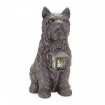 Dog W/Lantern 15.5"H Resin