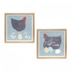 Framed Chicken Print (Set Of 2) 10"Sq Mdf/Plastic/Paper