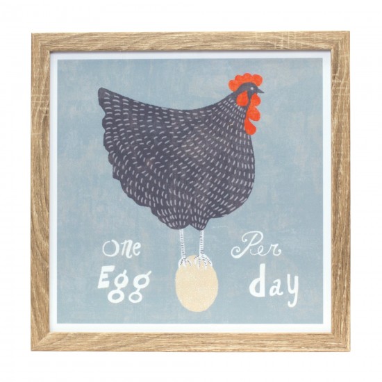 Framed Chicken Print (Set Of 2) 10"Sq Mdf/Plastic/Paper