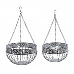 Hanging Planter (Set Of 2) 10"D x 20"H, 11.75"D x 23"H Metal (Includes Chain)