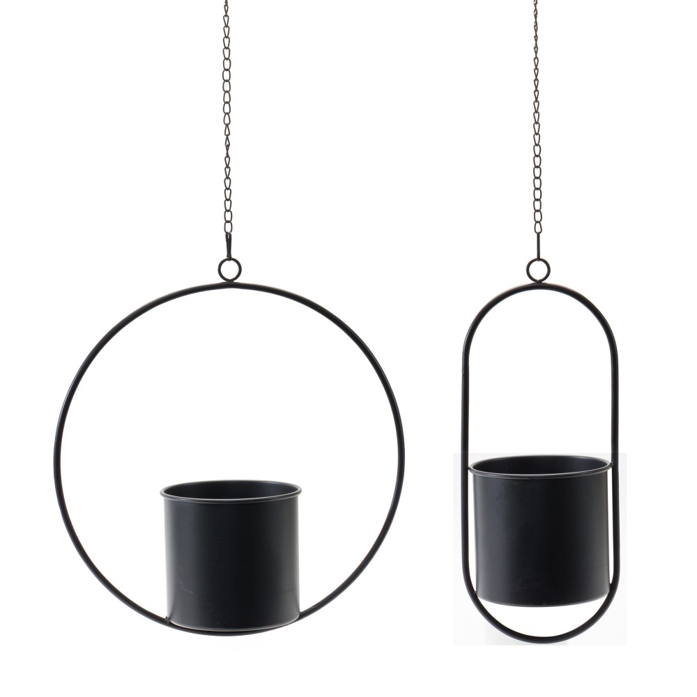 Hanging Pot (Set Of 2) 17"H Metal