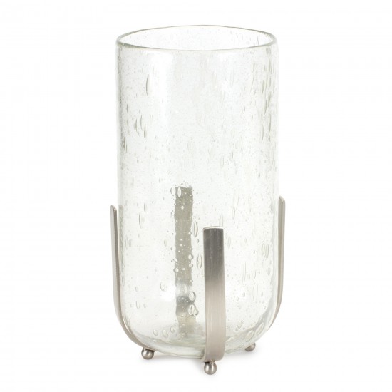 Candle Holder Or Vase 6.25"D x 12.5"H Iron/Glass