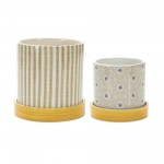 Container (Set Of 2) 4.5"D x 4.25"H, 5.25"D x 5.25"H Dolomite, Yellow, White