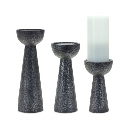 Candle Holder (Set Of 3) 7"H, 9"H, 11"H Resin