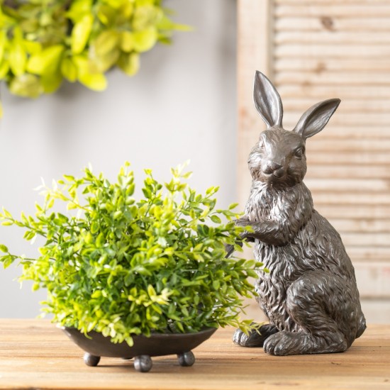 Rabbit W/Leaf 17"L x 11.75"H Resin