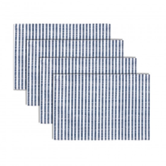 Placemat (Set Of 4) 16"L x 13"W Polyester, Blue, White