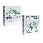 Adventure Sign (Set Of 4) 8"Sq Mdf