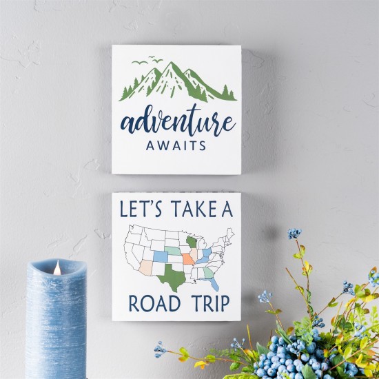 Adventure Sign (Set Of 4) 8"Sq Mdf