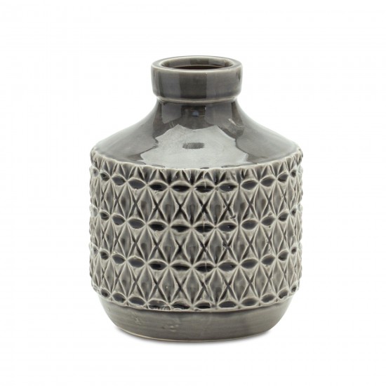 Vase 7"H Terra Cotta, Grey