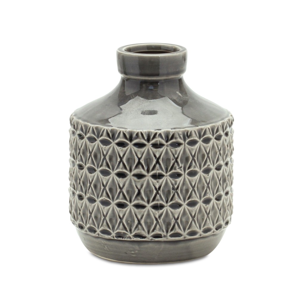 Vase 7"H Terra Cotta, Grey