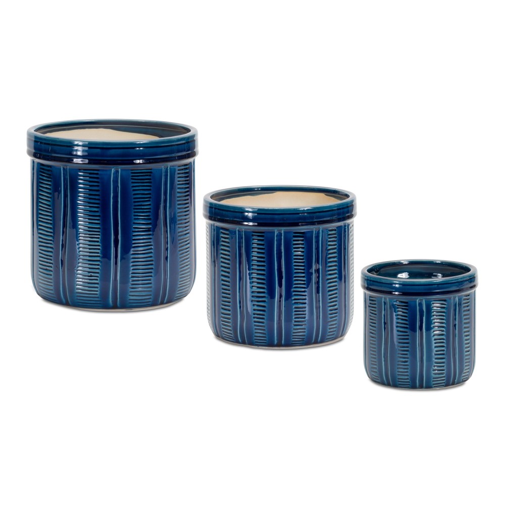 Container (Set Of 3) 5"H, 6"H, 7.5"H Terra Cotta