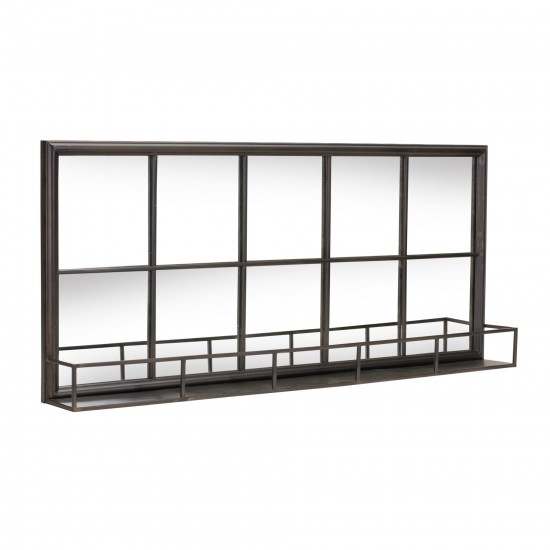 Mirror W/Shelf 39.75"L x 17.75"H Iron/Wood/Glass