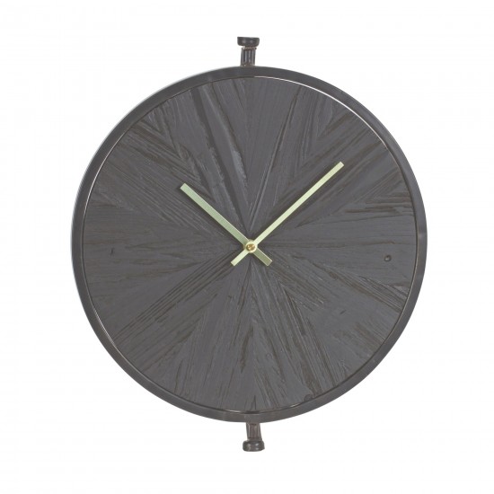 Wall Clock 16.25"D Wood/Iron 1 Aa Battery, Not Included