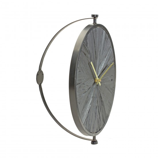 Wall Clock 16.25"D Wood/Iron 1 Aa Battery, Not Included