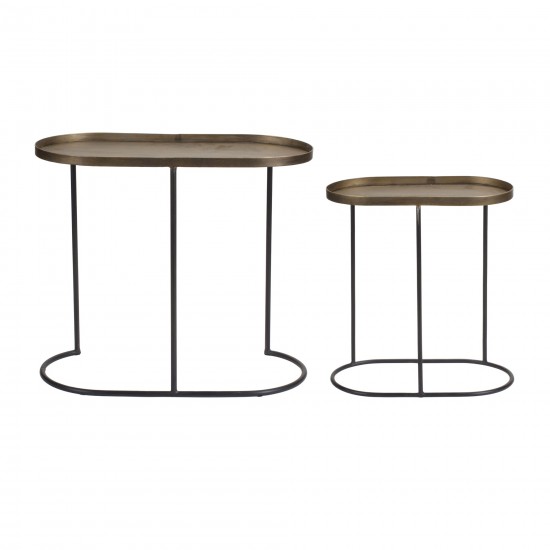 Accent Table (Set Of 2) 16"L x 8.75"W x 17.75"H, 24"L x 12"W x 20.75"H Iron