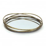 Tray 13"D x 2"H Iron/Glass