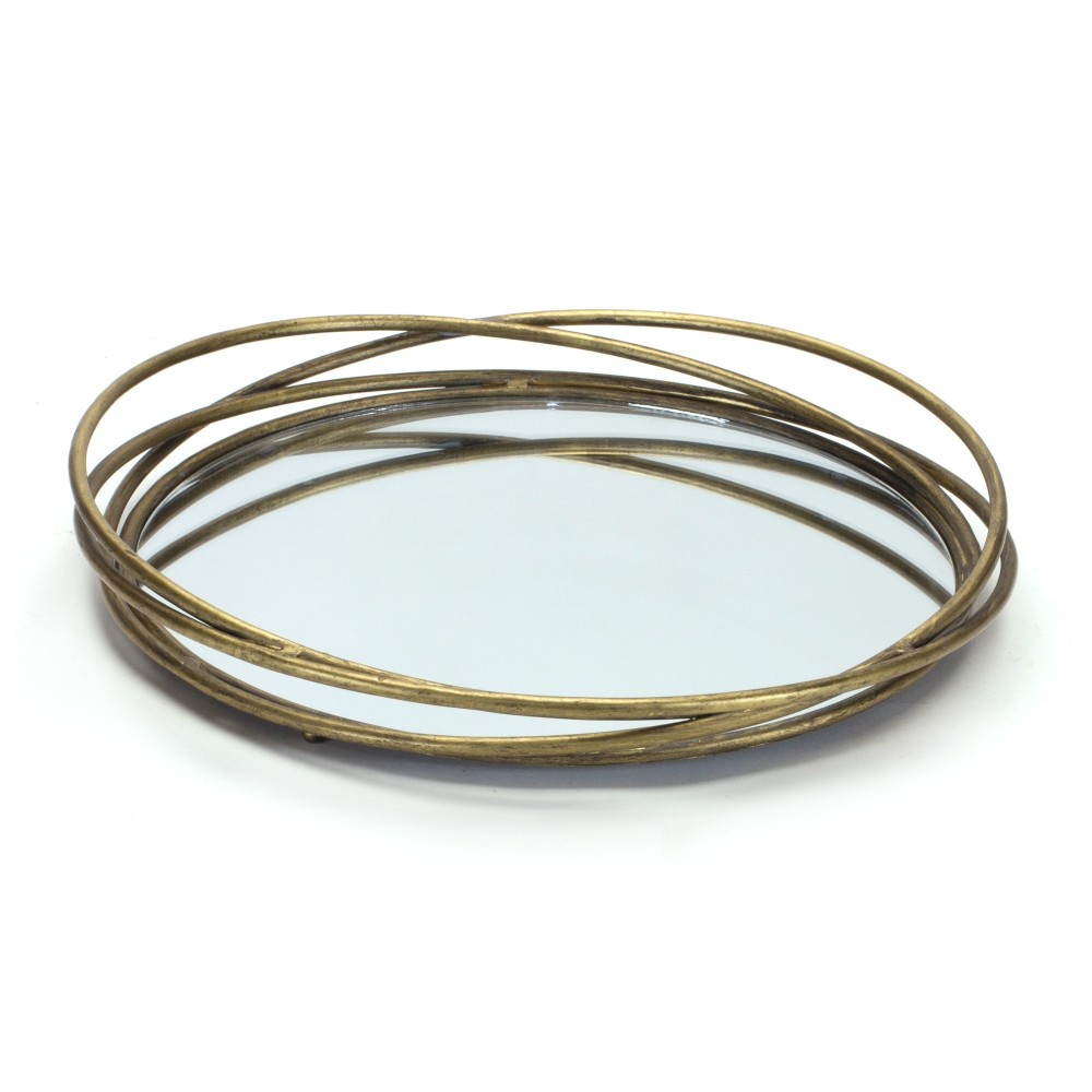 Tray 13"D x 2"H Iron/Glass Tray 13"D x 2"H Iron/Glass