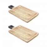 Tray (Set Of 2) 15.75"L x 7.75"W x 1"H Mango Wood