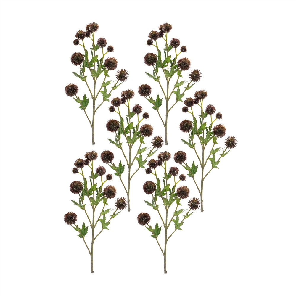 Allium Spray (Set Of 6) 26"H Plastic/Polyester, Brown, Green