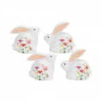 Floral Bunny (Set Of 4) 5.5"H, 6.25"H Terra Cotta