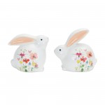 Floral Bunny (Set Of 4) 5.5"H, 6.25"H Terra Cotta