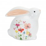 Floral Bunny (Set Of 4) 5.5"H, 6.25"H Terra Cotta