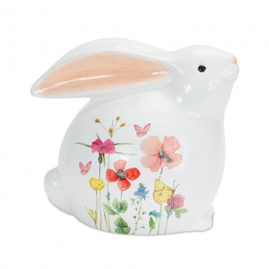 Floral Bunny (Set Of 4) 5.5"H, 6.25"H Terra Cotta