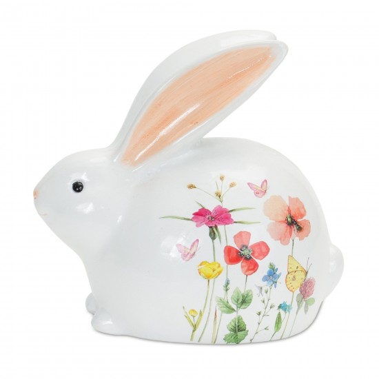 Floral Bunny (Set Of 4) 5.5"H, 6.25"H Terra Cotta