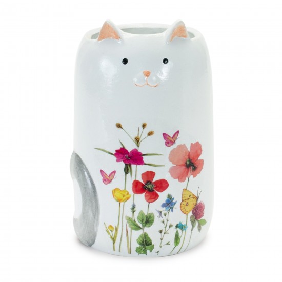 Floral Cat Planter (Set Of 6) 4"D x 6.75"H Terra Cotta