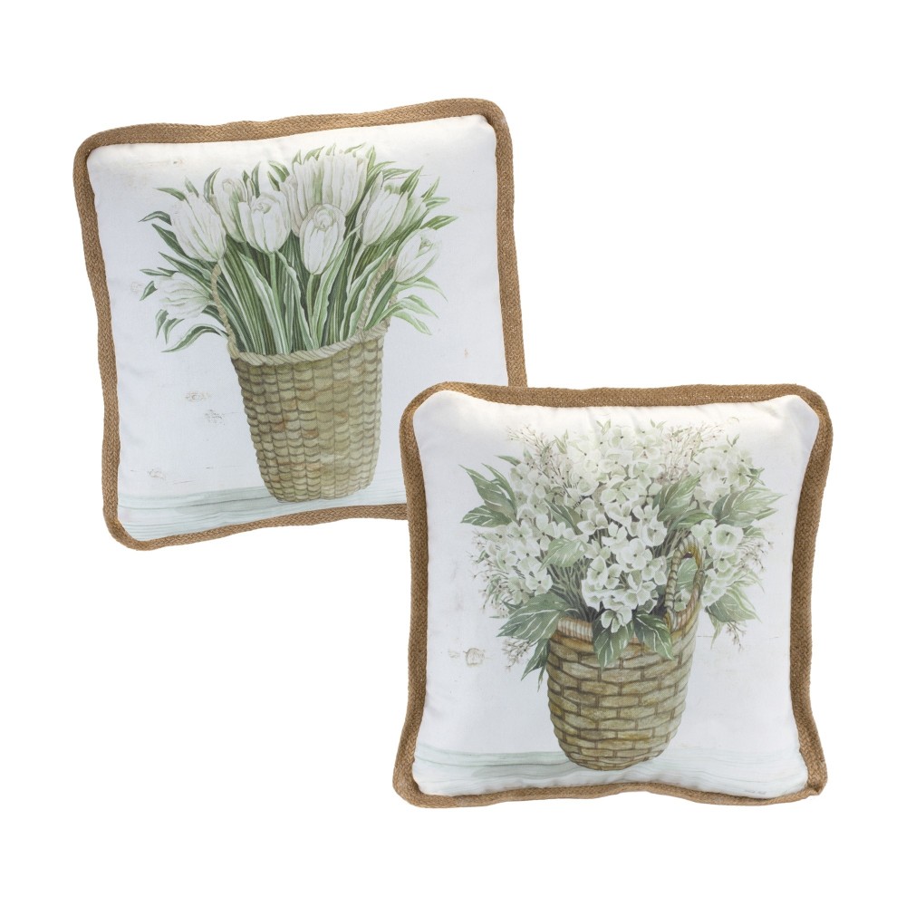 Floral Pillow (Set Of 2) 16"Sq Polyester