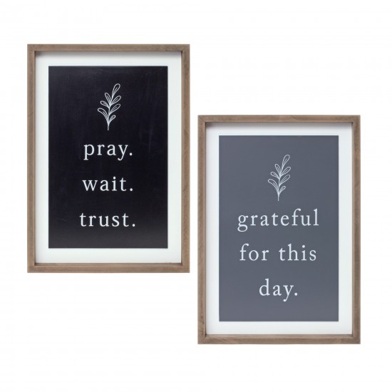 Grateful And Trust Plaque (Set Of 2) 13.75"L x 20"H Mdf