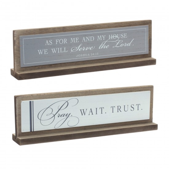 Serve The Lord And Trust Sign (Set Of 2) 11.75"L x 3.75"H Mdf