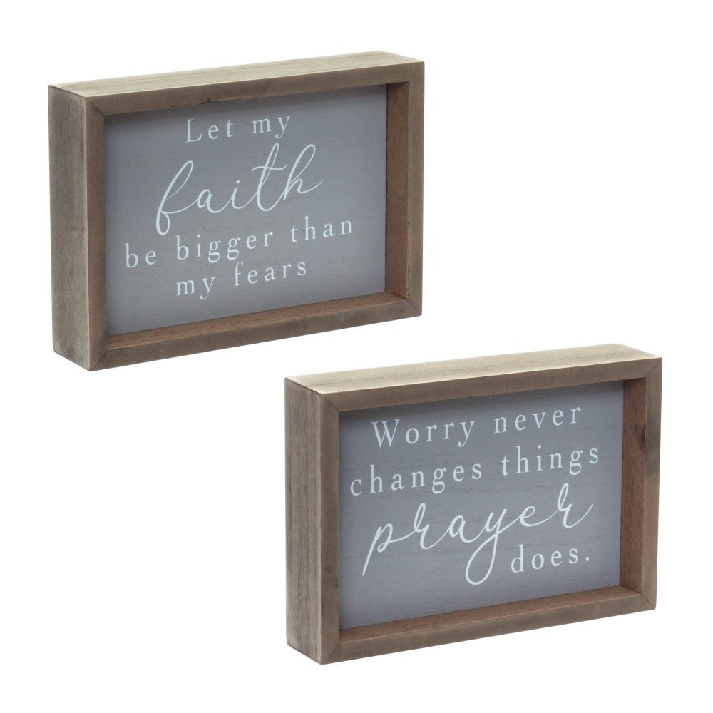 Prayer And Faith Plaque (Set Of 2) 7"L x 5"H Mdf