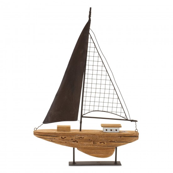 Sailboat (Set Of 2) 11.5"L x 18"H Wood/Iron