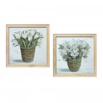 Framed Floral Print (Set Of 2) 17"Sq Wood/Glass