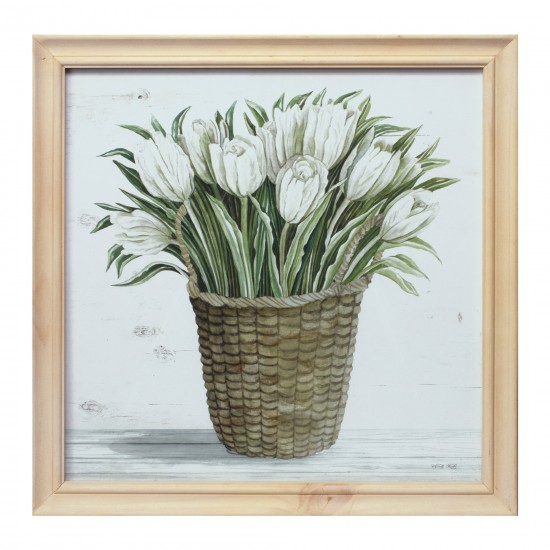 Framed Floral Print (Set Of 2) 17"Sq Wood/Glass