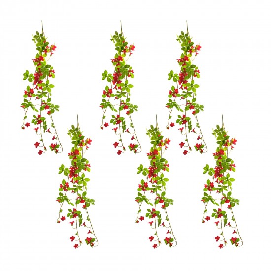 Floral Vine (Set Of 6) 47"L Polyester, Red, Green