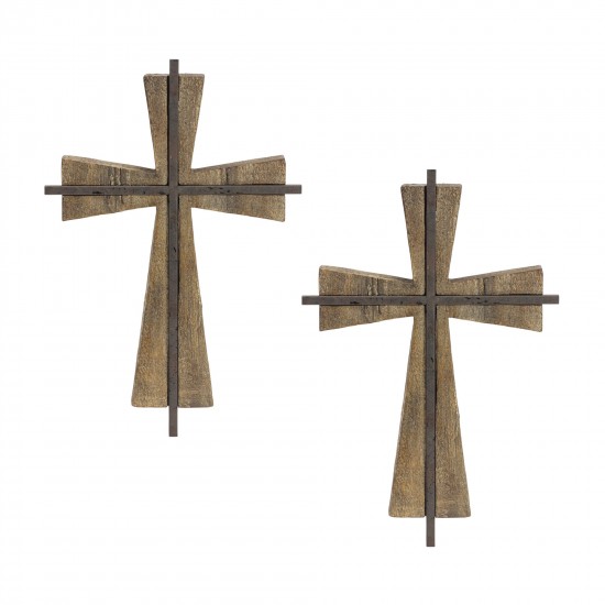 Cross (Set Of 2) 8.75"L x 13.5"H Resin