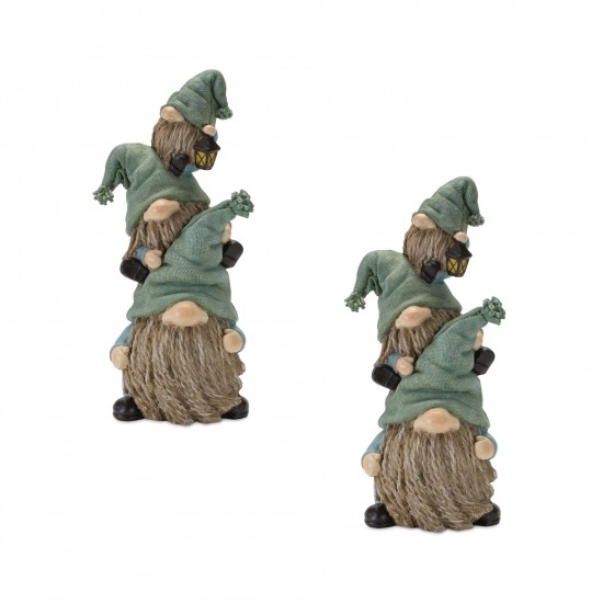 Triple Gnome Stack (Set Of 2) 5.25"L x 11"H Resin