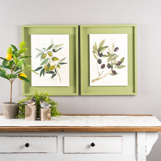 Framed Olive Print (Set Of 2) 15.75"L x 19.75"H Mdf/Wood