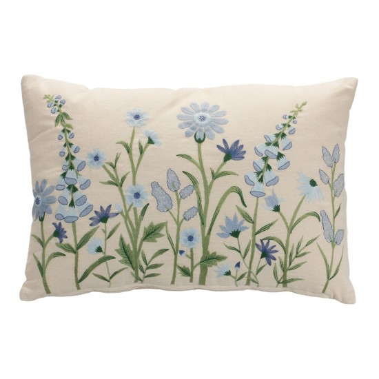 Floral Pillow 19.5"L x 14"H Cotton