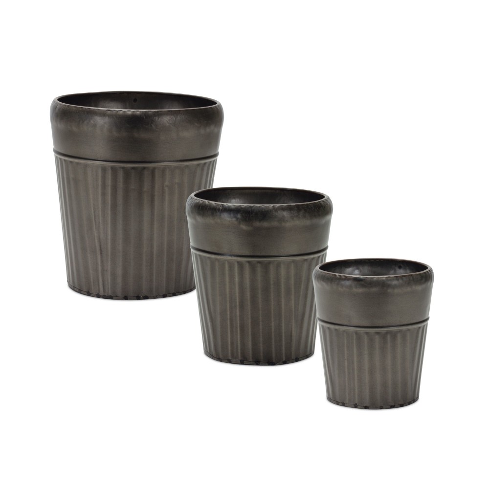 Pot (Set Of 3) 5.25"D x 5.75"H, 6.25"D x 7"H, 7.5"D x 8.25"H Metal