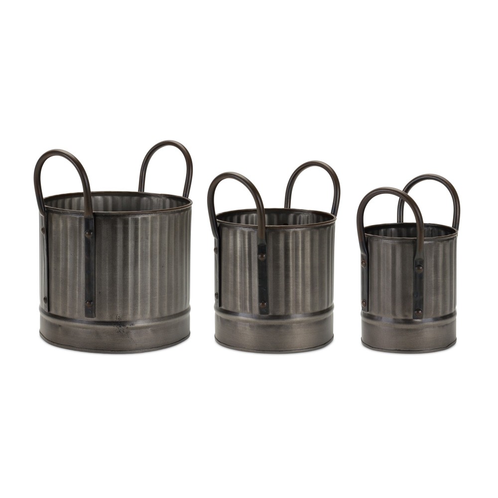 Pot W/Handle (Set Of 3) 4.5"D x 5.25"H, 5.5"D x 5.75"H, 7.25"D x 6.25"H Metal