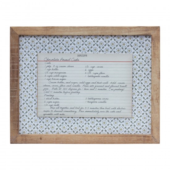 Framed Recipe Card (Set Of 4) 13.5"L x 10.25"H Mdf/Wood